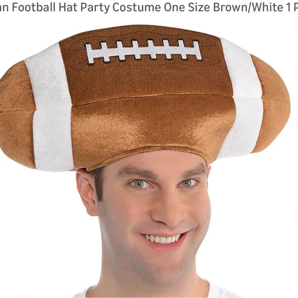 Football Fanatic Party Hat - Brown and White
